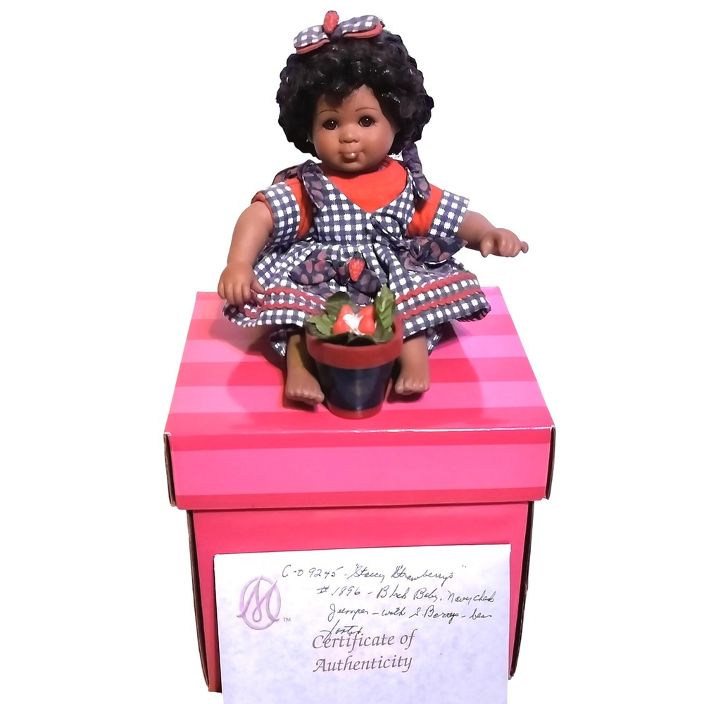 VTG Marie Osmond Tiny Tots Stacey Strawberry Fruit Cup Doll w Box & COA, C09245